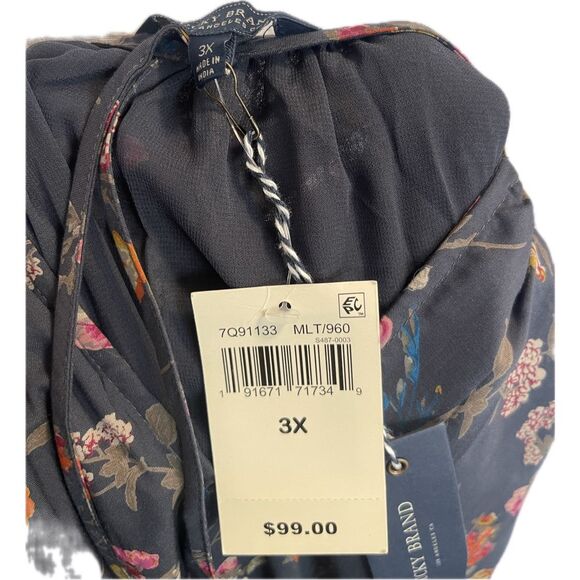 Lucky Brand Long Sleeve Tie Waist Peasant Dress Women’s Plus Size 3XL TR782 - Picture 3 of 5